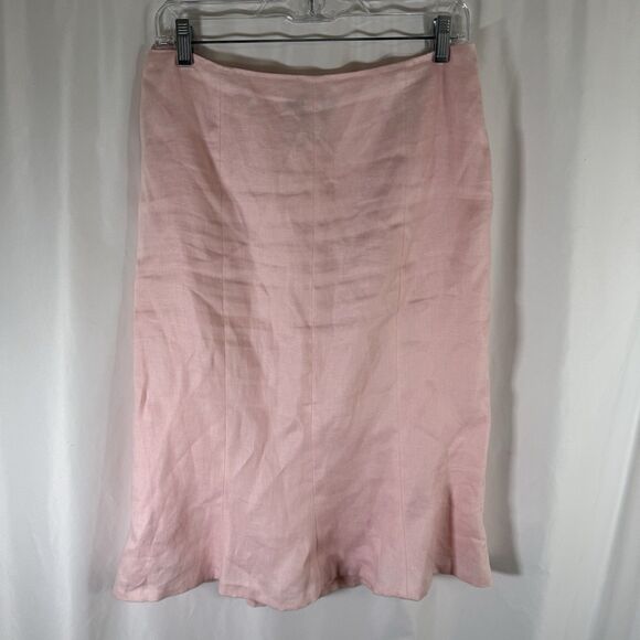 Lauren Ralph Lauren Dresses & Skirts - Lauren Ralph Lauren 100% Linen Skirt Women's 4 Pink Side Zip Lined Pocketless